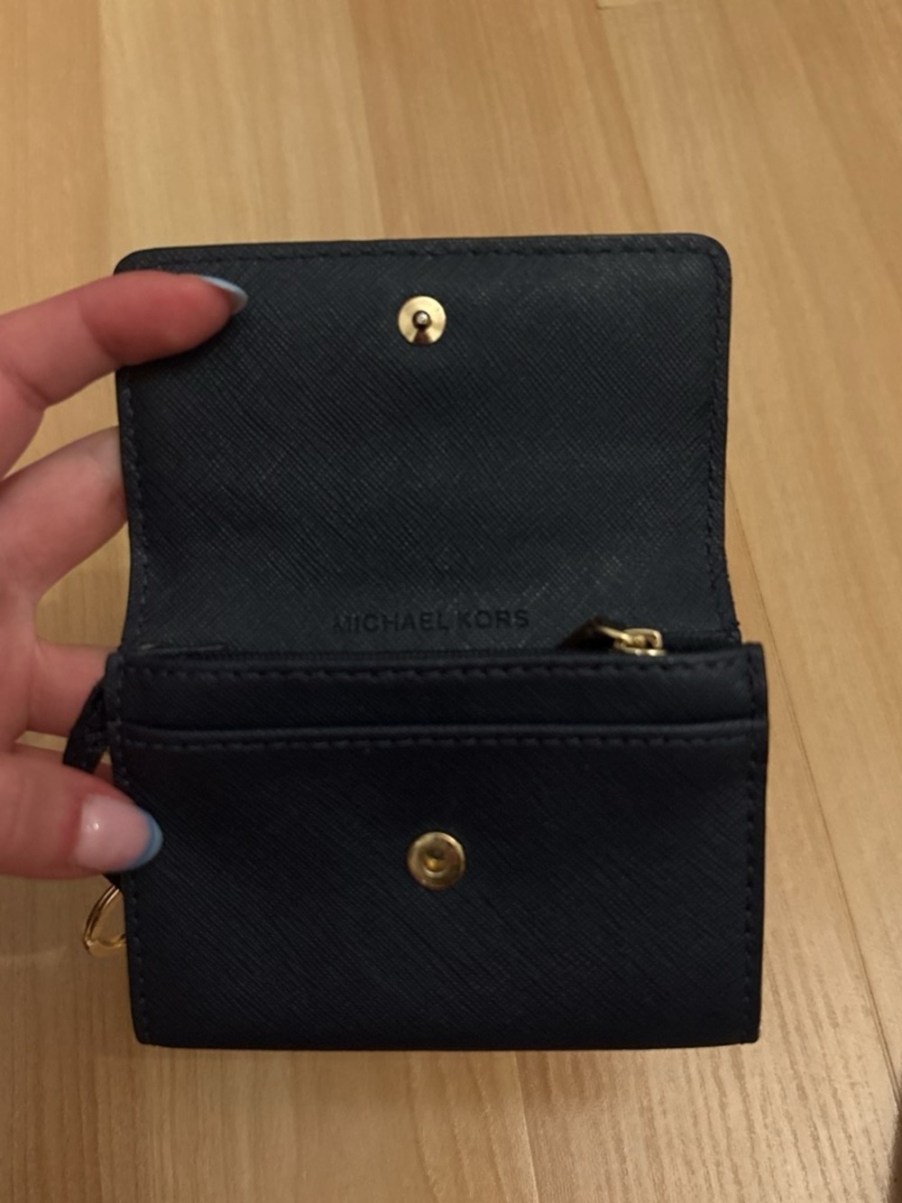 Michael Kors Navy Blue Saffiano Key Wallet with Gold Hardware - Picture 3 of 3
